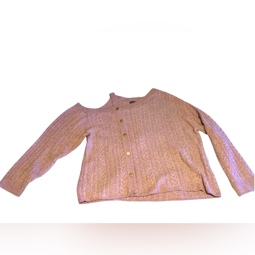 VENUS Pink Off-the-Shoulder Sweater Textured Knit - Picture 1 of 7